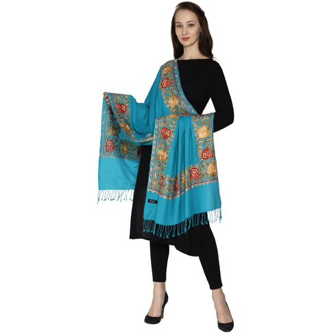 Women's Aari Embroidery Wool Stole